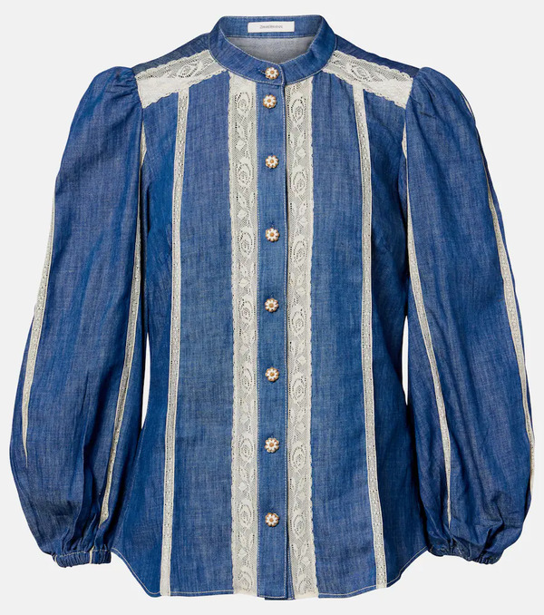  Zimmermann Zimmermann Awaken Lace-trimmed Denim Shirt 