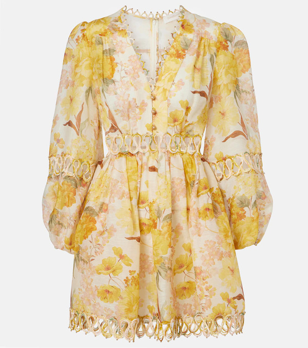  Zimmermann Zimmermann Como Floral Linen And Silk Minidress 