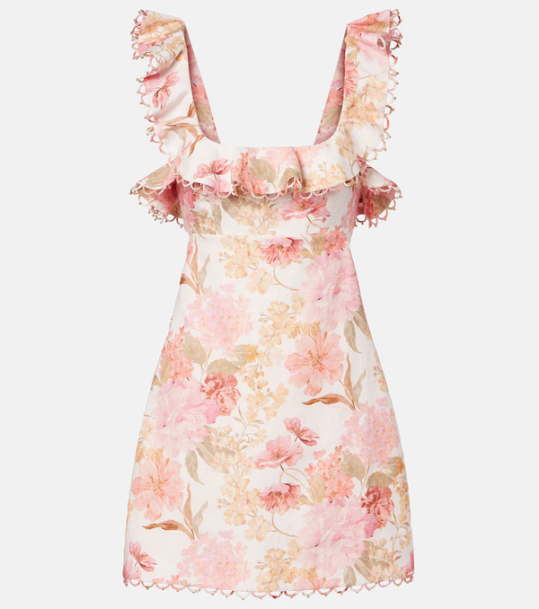  Zimmermann Zimmermann Como Floral Ruffled Linen Minidress 