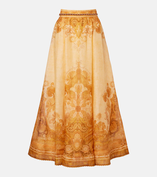  Zimmermann Zimmermann Como Paisley Linen And Silk Maxi Skirt 