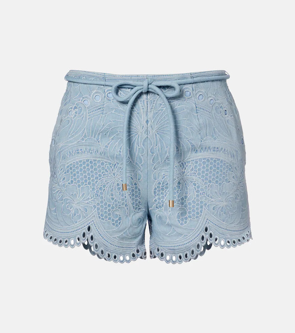  Zimmermann Zimmermann Daylight Floral Embroidered Cotton Shorts 