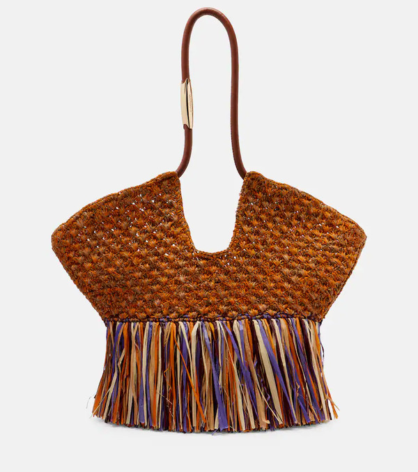  Zimmermann Zimmermann Goldentime Medium Fringed Raffia Tote Bag 