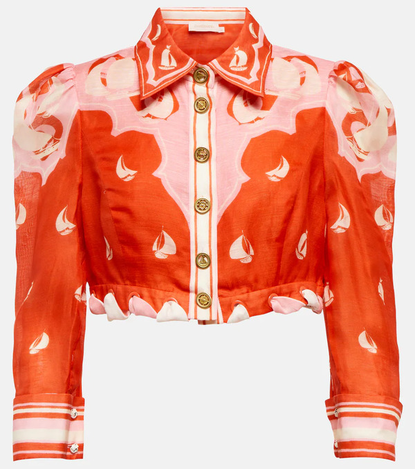  Zimmermann Zimmermann High Tide Eyelet-trimmed Silk And Linen Shirt 
