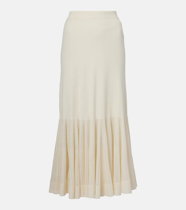  Zimmermann Zimmermann Illuminate Pleated Ribbed-knit Midi Skirt 