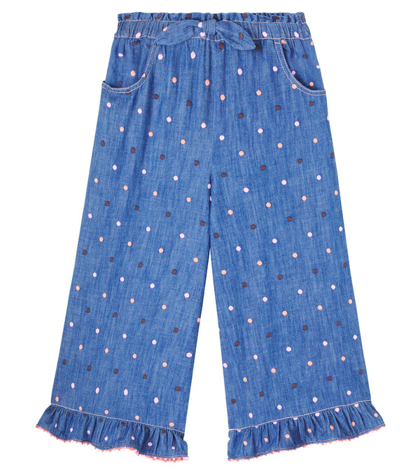  Zimmermann Kids Zimmermann Kids Embroidered Polka-dot Denim Pants 