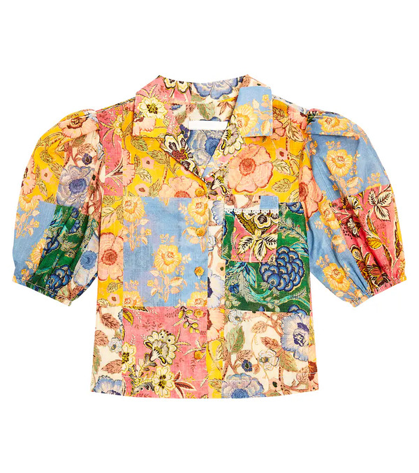  Zimmermann Kids Zimmermann Kids Junie Patchwork Puff-sleeve Shirt 