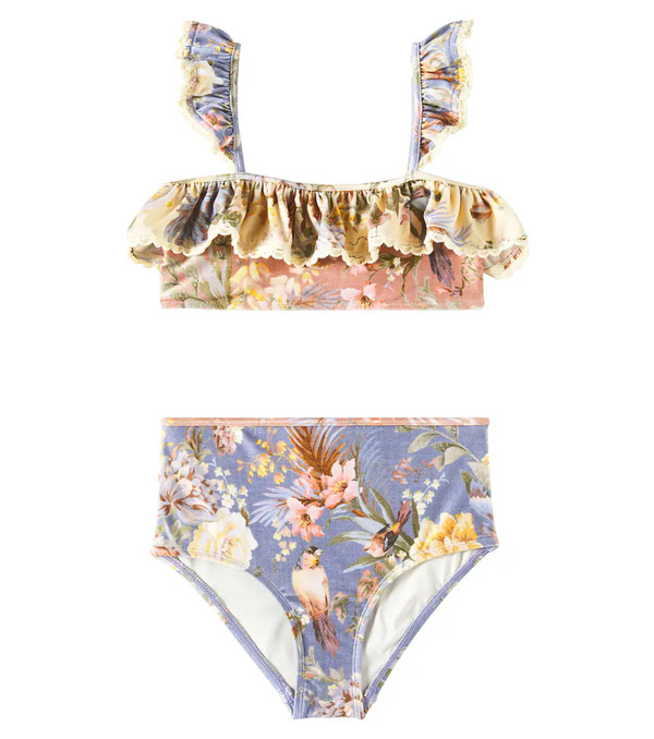  Zimmermann Kids Zimmermann Kids Tallow Floral Ruffled Bikini 
