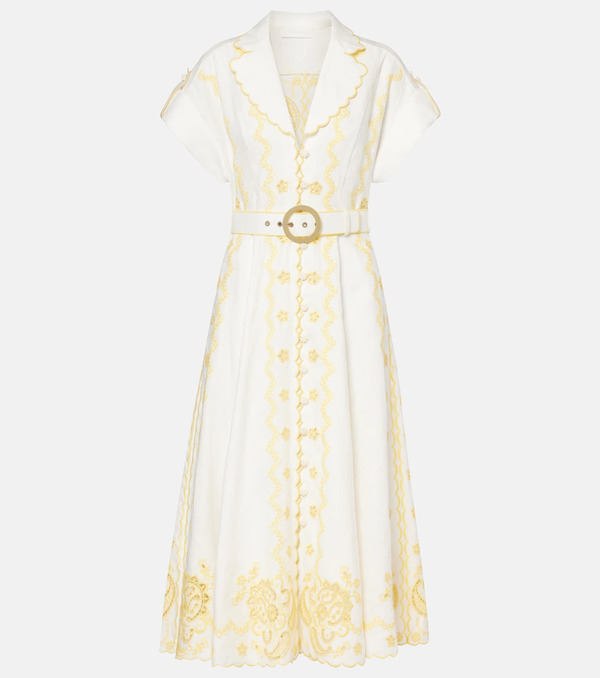  Zimmermann Zimmermann Lucky Embroidered Linen Midi Dress 