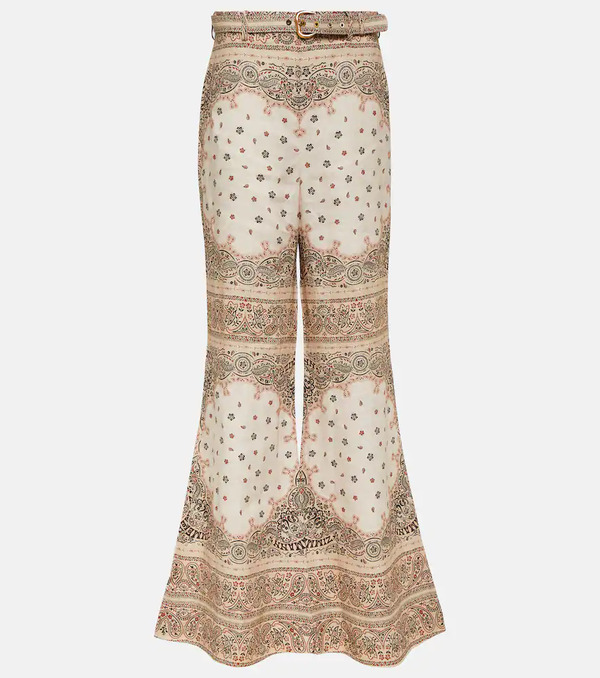  Zimmermann Zimmermann Printed High-rise Linen Wide-leg Pants 
