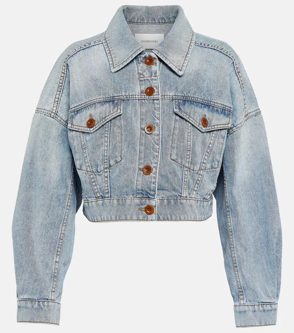  Zimmermann Zimmermann Raie Cropped Denim Jacket 