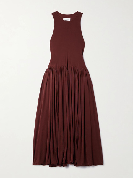  16arlington 16arlington - Axar Pleated Jersey Midi Dress - Burgundy 