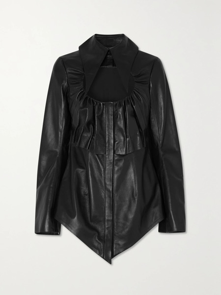  16arlington 16arlington - Hoguti Cutout Gathered Textured-leather Shirt - Black 