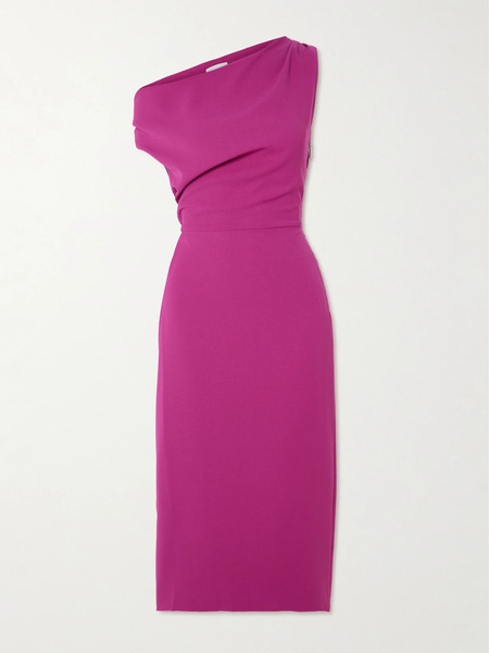  16arlington 16arlington - Kira One-shoulder Draped Crepe Midi Dress - Fuchsia 