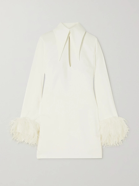  16arlington 16arlington - Michelle Feather-trimmed Cutout Crepe Mini Dress - White 