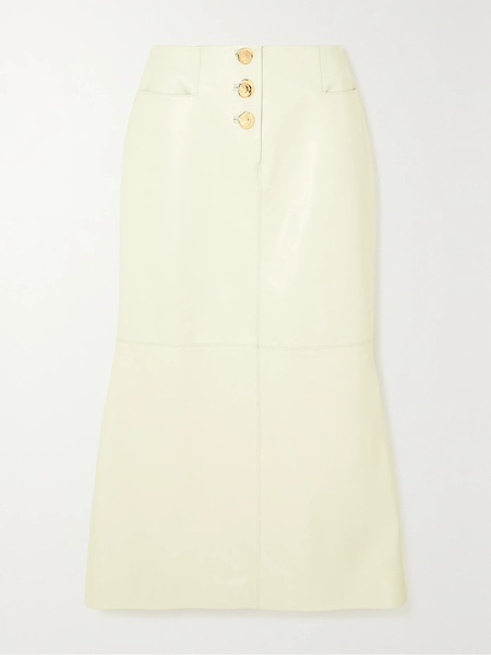  16arlington 16arlington - Noro Fluted Leather Midi Skirt - White 