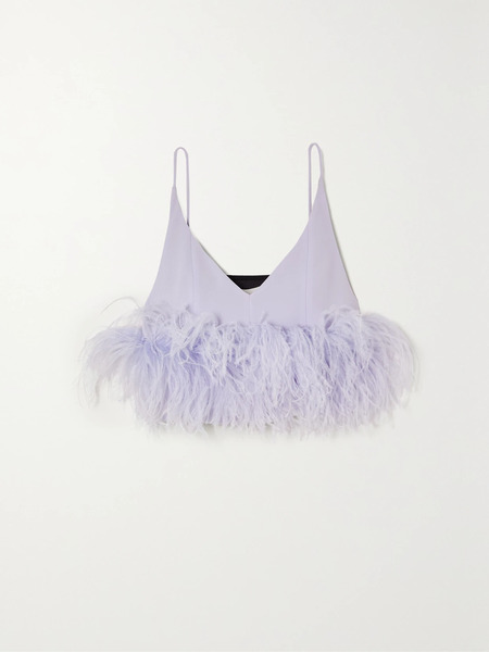  16arlington 16arlington - Poppy Feather-trimmed Crepe Camisole - Lavender 