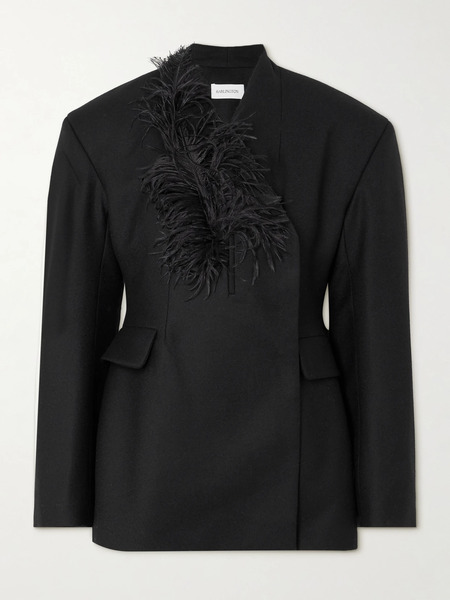  16arlington 16arlington - Ram Feather-trimmed Wool-twill Blazer - Black 