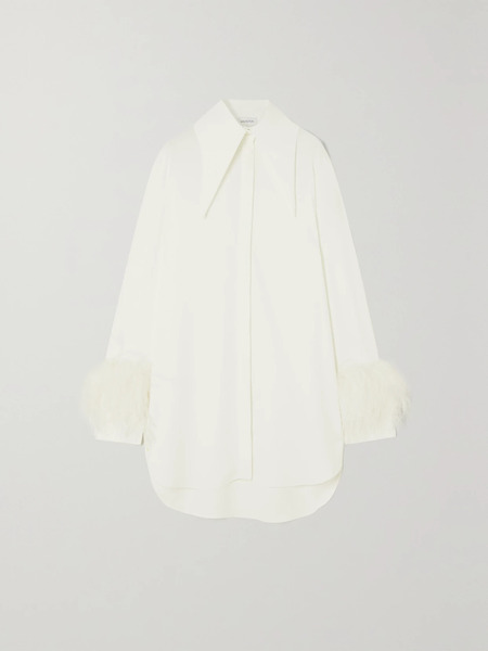  16arlington 16arlington - Seymour Feather-trimmed Crepe Shirt - Ivory 