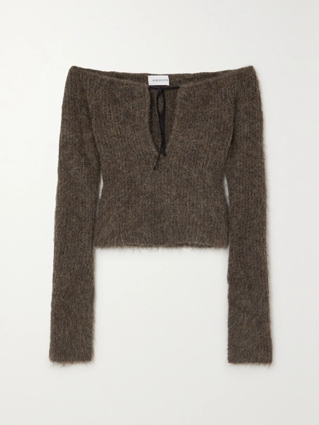  16arlington 16arlington - Solare Tie-front Alpaca-blend Top - Brown 
