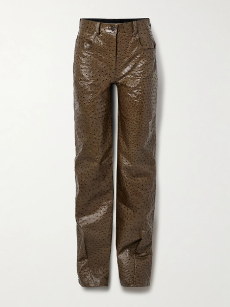  16arlington 16arlington - Vante Ostrich-effect Leather Straight-leg Pants - Brown 