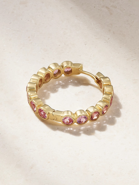  42 Suns 42 Suns - 14-karat Gold Laboratory-grown Sapphire Single Hoop Earring - Pink 