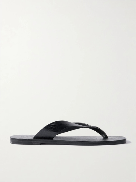  A Emery A Emery - Kinto Lizard-effect Leather Flip Flops - Black 