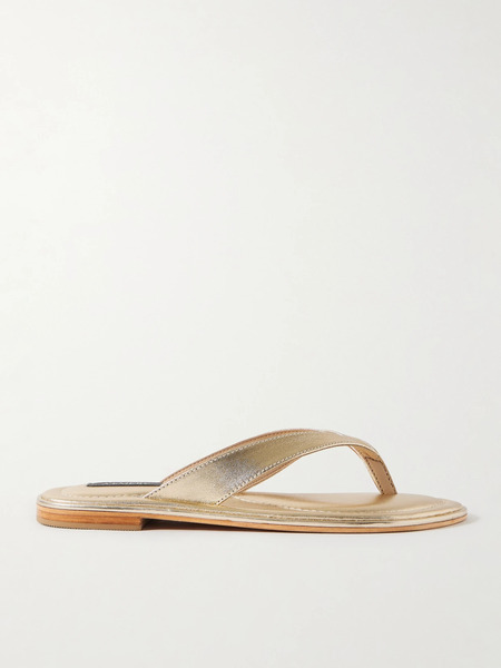  A Emery A Emery - Morgan Metallic Leather Flip Flops - Gold 