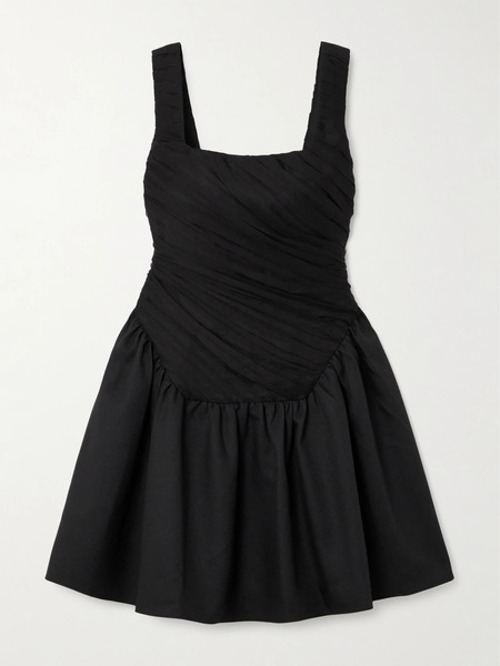  Abadia Abadia - Kaia Ruched Chiffon And Twill Mini Dress - Black 