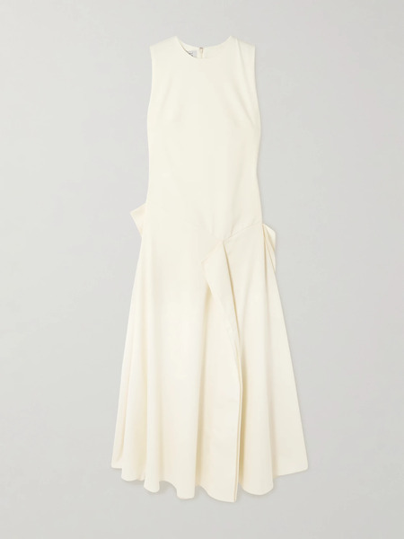  Abadia Abadia - Yara Layered Grain De Poudre Wool-blend Midi Dress - Cream 