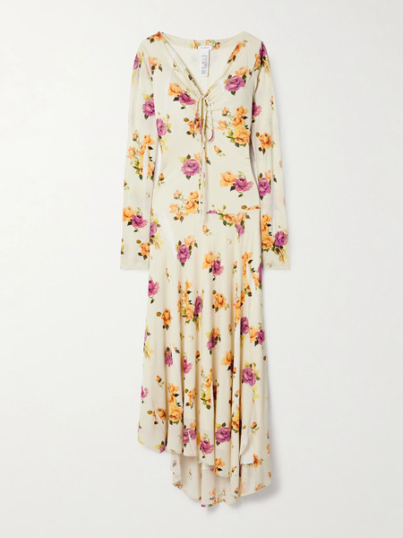  Acne Studios Acne Studios - Asymmetric Floral-print Crepe Dress - Cream 