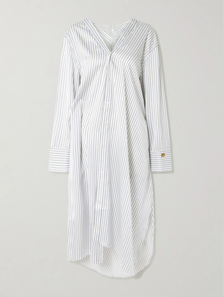  Acne Studios Acne Studios - Asymmetric Printed Striped Satin Midi Dress - Blue 