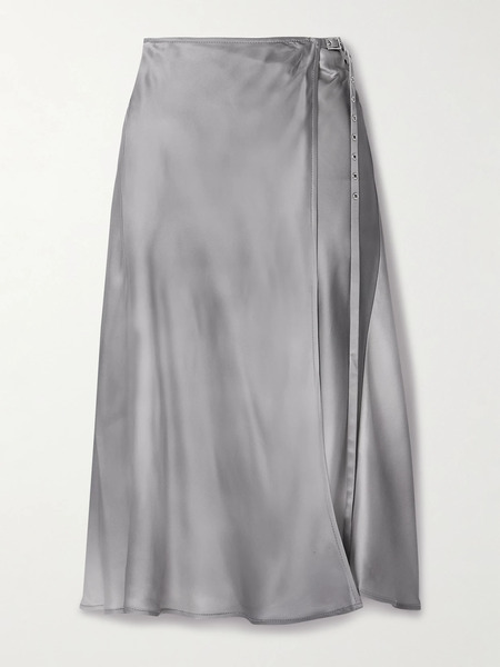  Acne Studios Acne Studios - Belted Satin Midi Wrap Skirt - Gray 