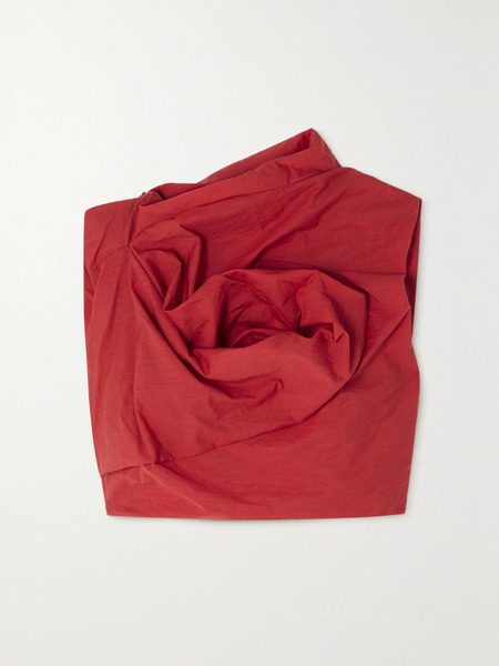  Acne Studios Acne Studios - Cropped Draped Cotton-blend Poplin Top - Red 