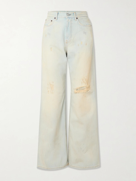  Acne Studios Acne Studios - 2022 Distressed High-rise Wide-leg Jeans - Blue 