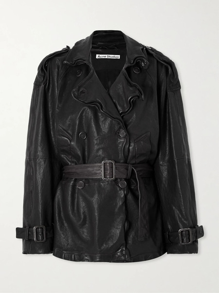  Acne Studios Acne Studios - Double-breasted Belted Leather Jacket - Black 