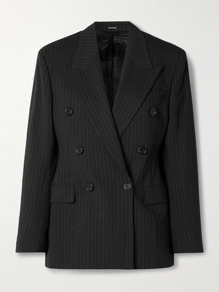  Acne Studios Acne Studios - Double-breasted Pinstriped Wool And Cotton-blend Blazer - Black 