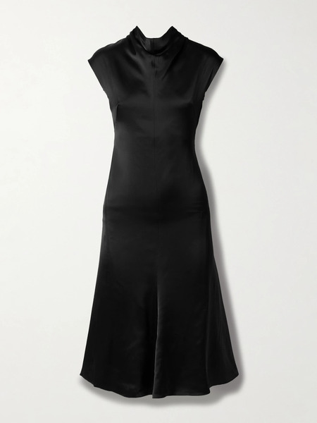  Acne Studios Acne Studios - Draped Silk-satin Midi Dress - Black 