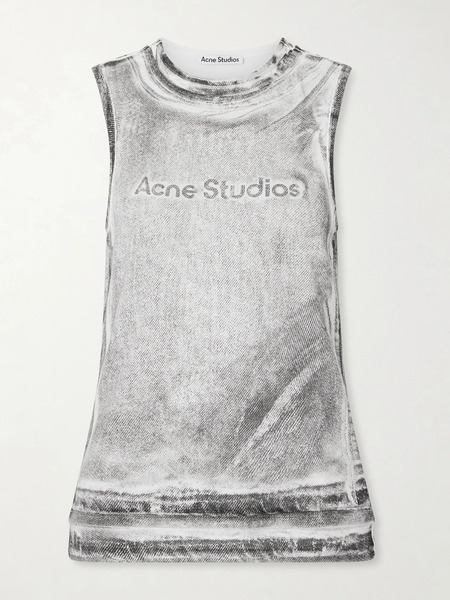 Acne Studios Acne Studios - Elgie Printed Cotton-blend Top - Gray 