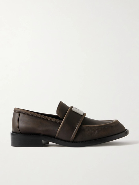  Acne Studios Acne Studios - Embellished Washed-leather Loafers - Brown 