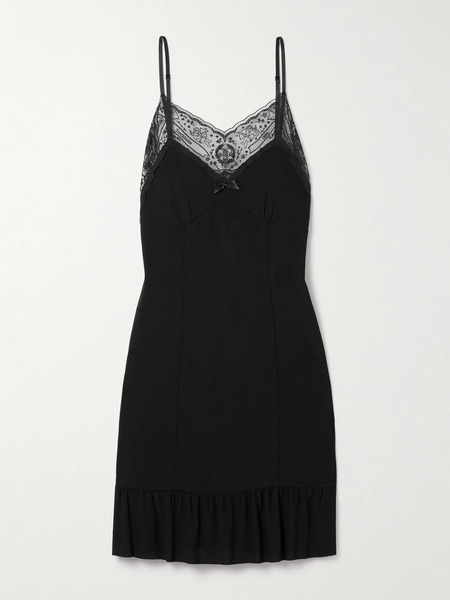  Acne Studios Acne Studios - Embroidered Tulle-trimmed Crepe Mini Dress - Black 