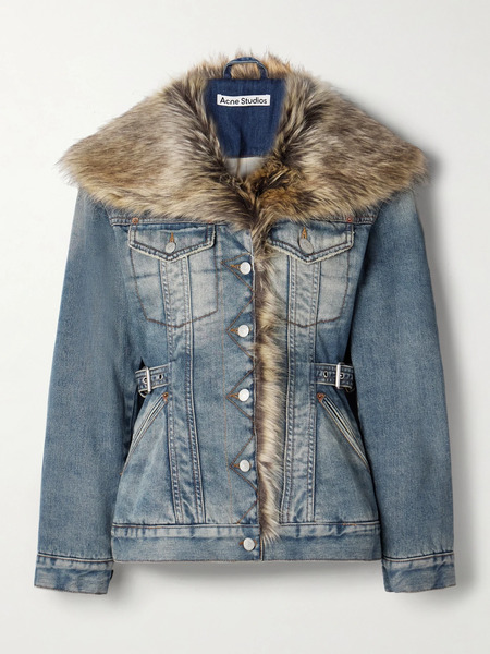 Acne Studios Acne Studios - Faux Fur-trimmed Denim Jacket - Blue 
