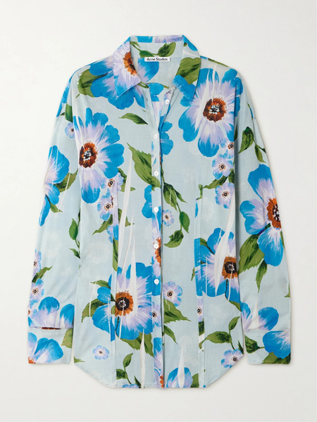  Acne Studios Acne Studios - Floral-print Voile Shirt - Blue 