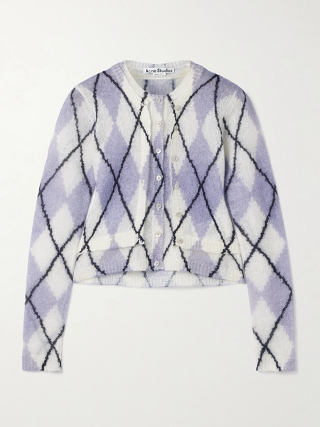  Acne Studios Acne Studios - Layered Argyle Mohair-blend Sweater - Lilac 