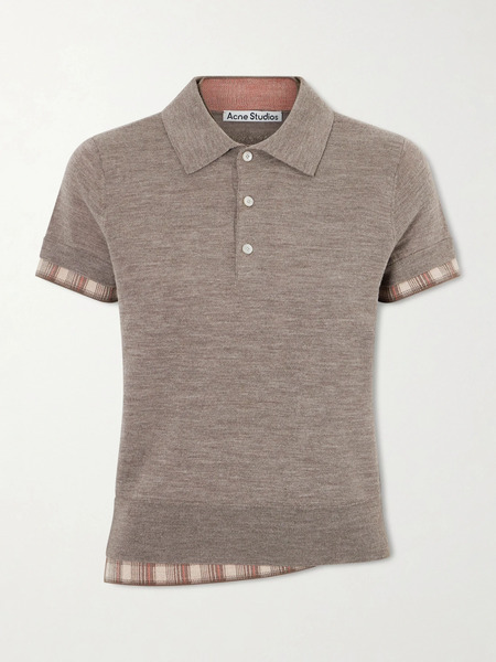  Acne Studios Acne Studios - Layered Checked Wool Polo Shirt - Light Brown 