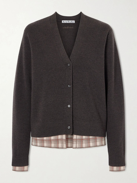  Acne Studios Acne Studios - Layered Embroidered Wool Cardigan - Dark Brown 