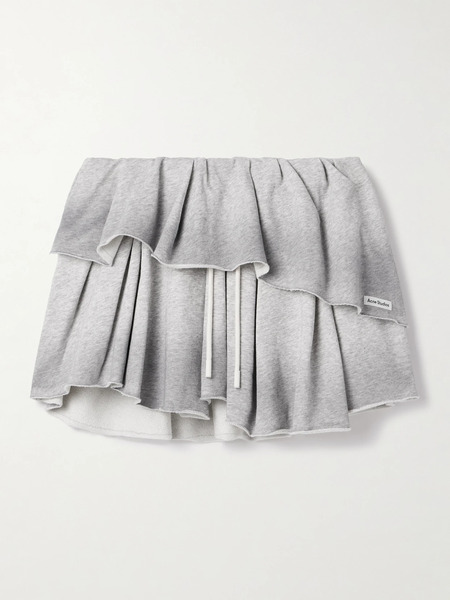  Acne Studios Acne Studios - Layered Organic Cotton-blend Jersey Mini Skirt - Light Gray 