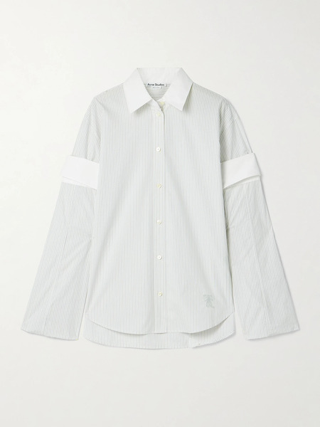  Acne Studios Acne Studios - Layered Striped Cotton-poplin Shirt - White 