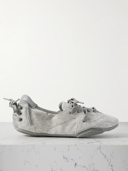  Acne Studios Acne Studios - Leather-trimmed Suede Ballet Flats - Gray 