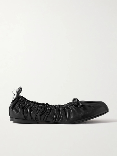  Acne Studios Acne Studios - + Net Sustain Ruched Leather Ballet Flats - Black 