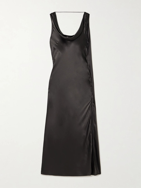  Acne Studios Acne Studios - Open-back Draped Silk-satin Midi Dress - Dark Gray 